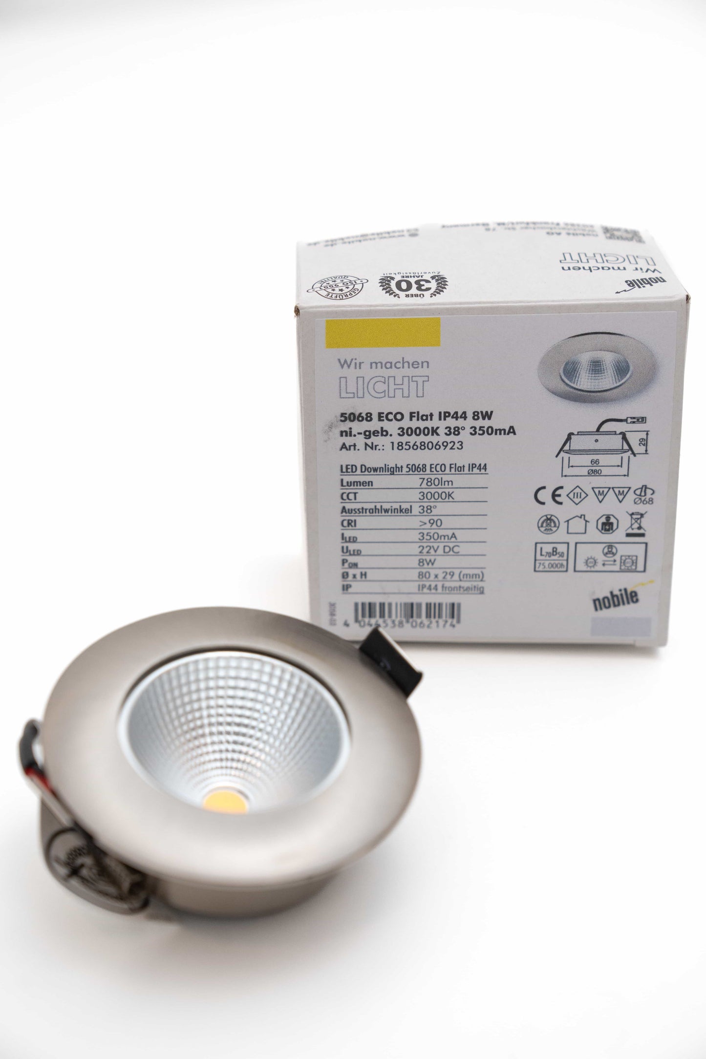 Deckenspot ECO Flat IP44 350mA LED-Einbaustrahler 8W 3000K 700lm, Ceiling Light Fixtures, Anders Smart