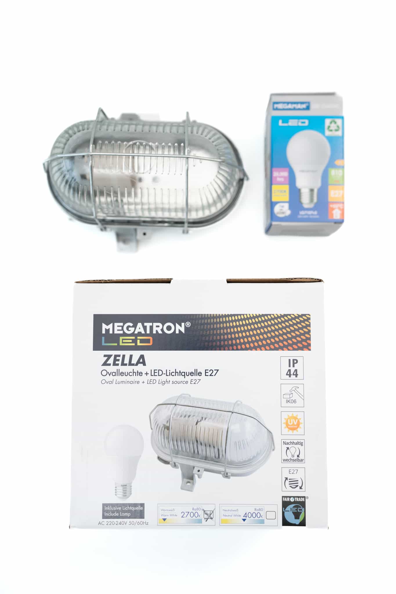 LED-Ovalleuchte E27 austauschbar 7W 2700K 810lm grau- IP44, Ceiling Light Fixtures, Anders Smart