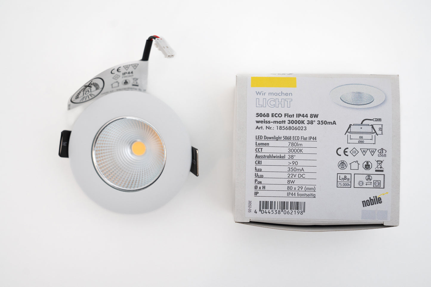 Ceiling spot ECO Flat 350mA LED recessed spotlight 8W 3000K 700lm