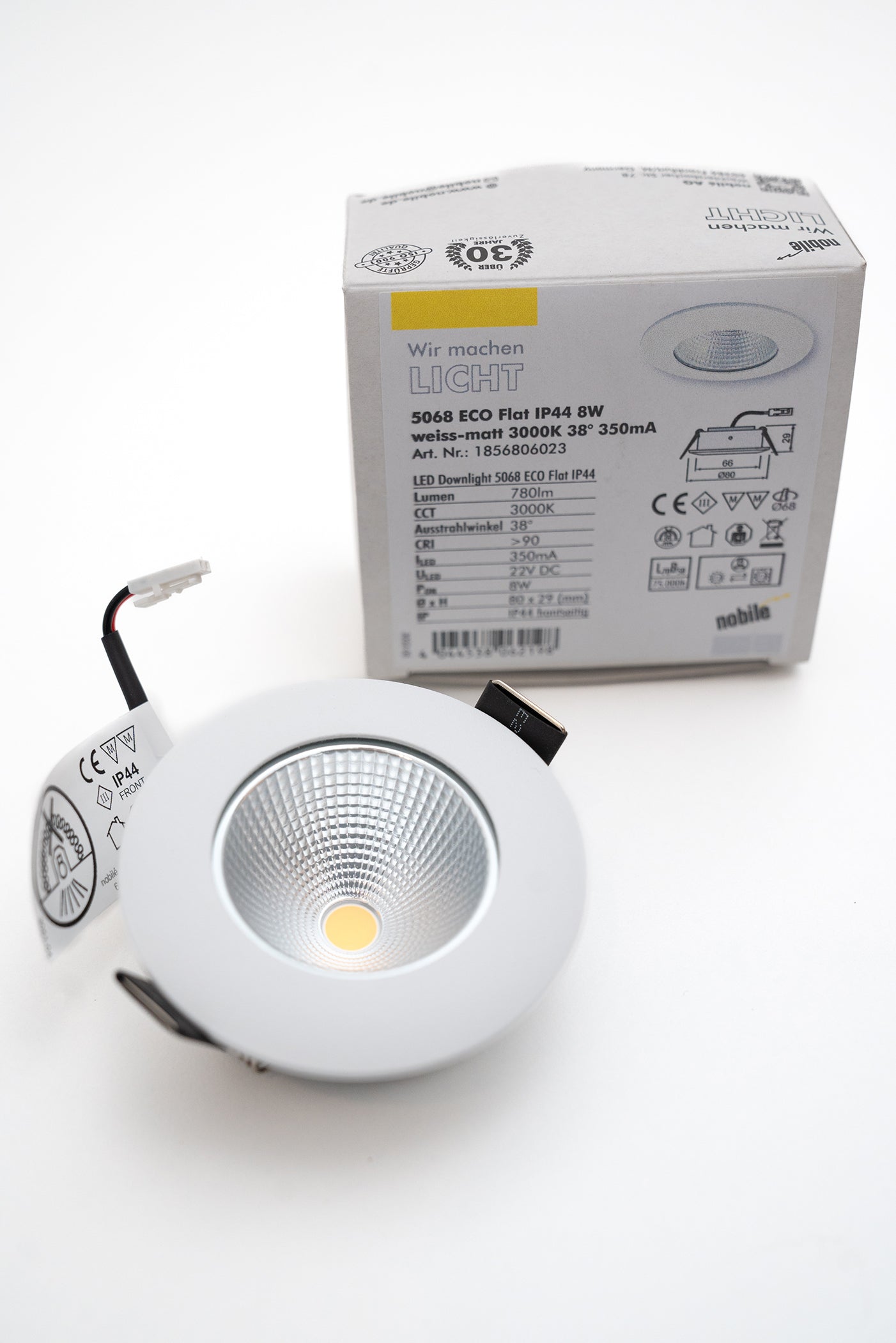 Ceiling spot ECO Flat 350mA LED recessed spotlight 8W 3000K 700lm