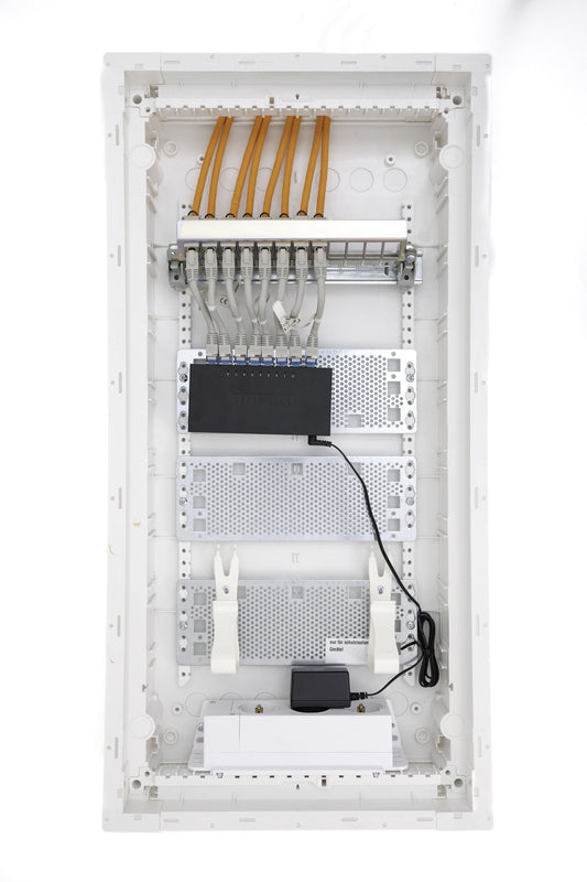 Netzwerk-Verteiler – 7 Teilnehmer  - inkl. Multimediahalter - Hohlwand, Uncategorized, Anders Smart